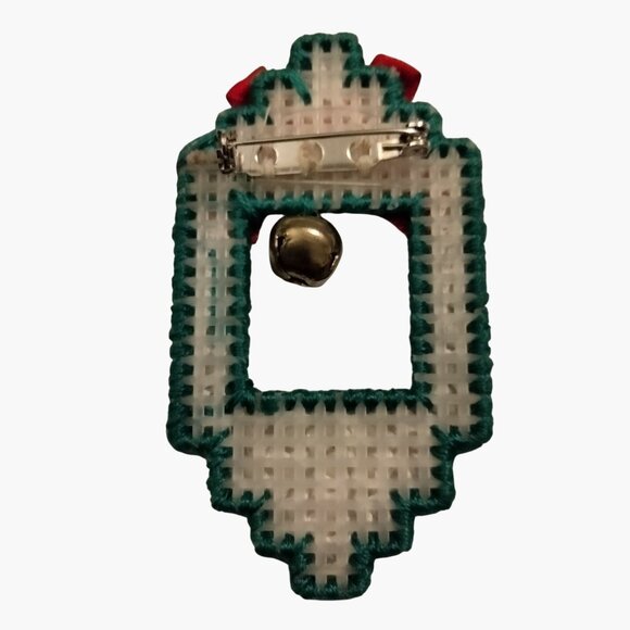 Red White Gingham Mitten Ornament Handcrafted Lamppost Pin Gift Card Holder - Picture 8 of 9